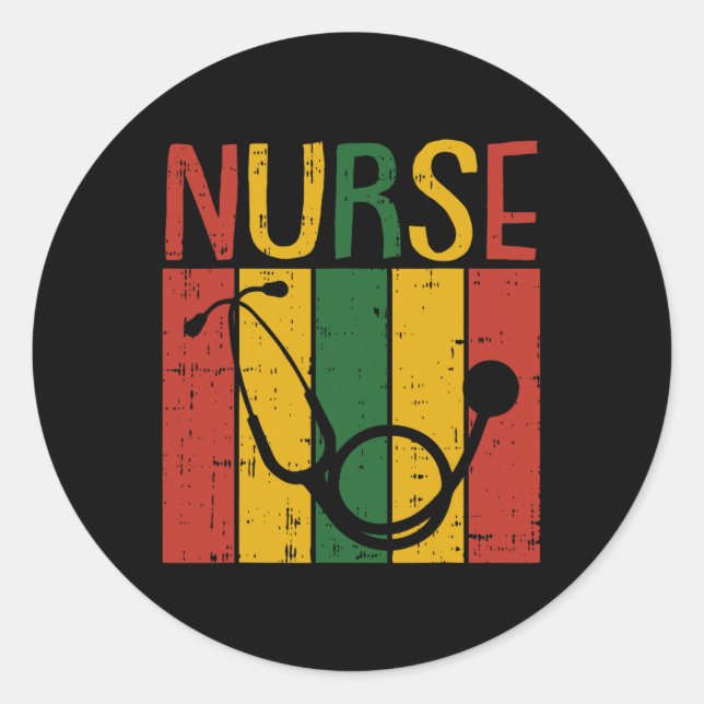 Nurse Stethoscope Juneteenth Melanin Pride African Classic Round Sticker (Front)