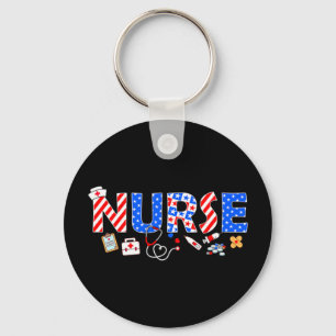 Nurse stethoscope memorial day 4th july nursing Nu Key Ring