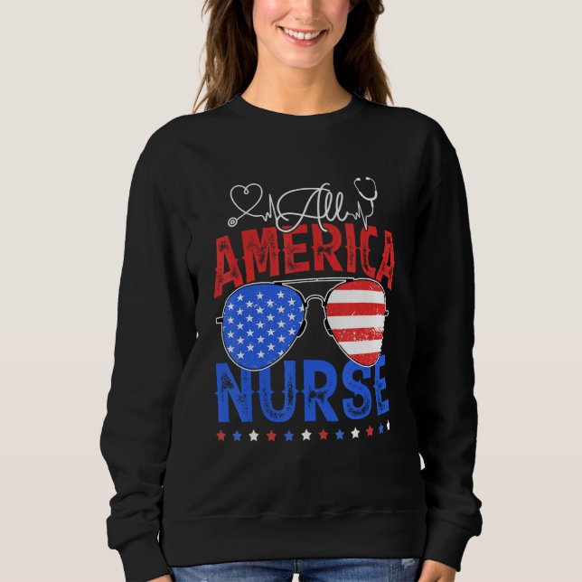 Nurse Stethoscope Sunglasses 4th Of July Memorial  Sweatshirt (Front)