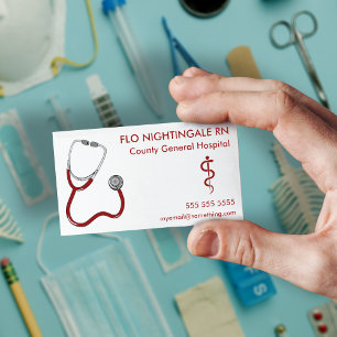 Nurse Stethoscope White Business Card