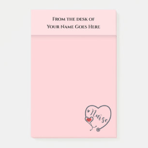 Nurse stethoscope with red heart appreciation desk post-it notes