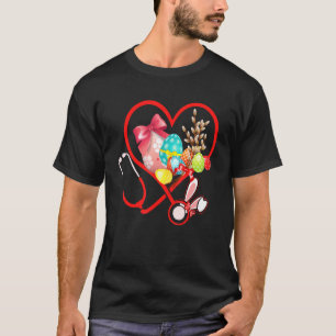 Nurse Stetoschope Heart Easter Rabbit Ears Bunny N T-Shirt