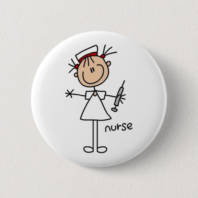 Nurse Stick Figure 6 Cm Round Badge (Front)