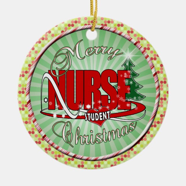NURSE STUDENT CHRISTMAS CERAMIC TREE DECORATION (Front)