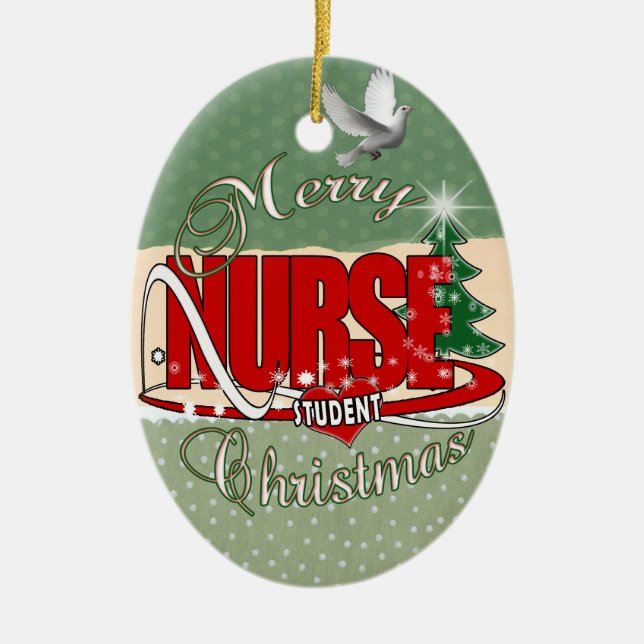 NURSE STUDENT CHRISTMAS CERAMIC TREE DECORATION (Front)
