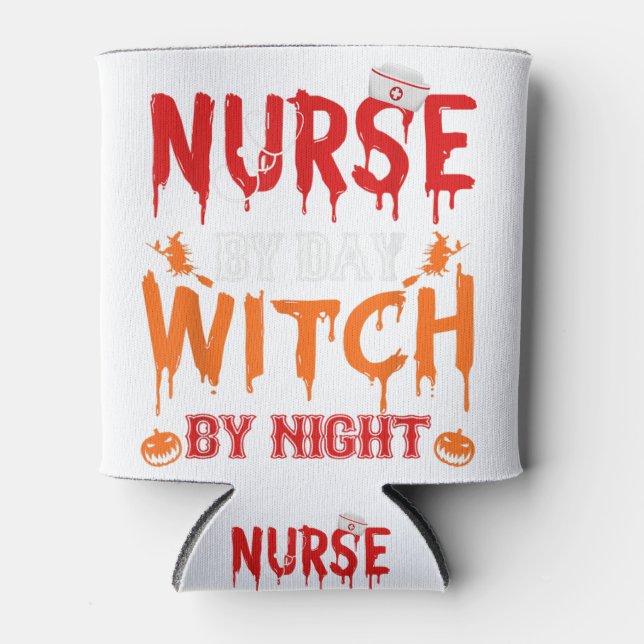 Nurse Sugar Skull Stethoscope Medical Halloween Co Can Cooler (Front)