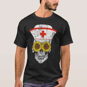 Nurse Sugar Skull Stethoscope RN Medical Halloween T-Shirt