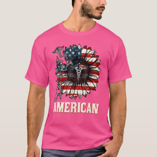 Nurse Sunflower American Flag 4th Of July Patrioti T-Shirt