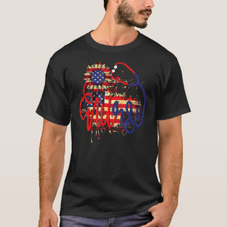 Nurse Sunflower American Flag Independence Day 4th T-Shirt