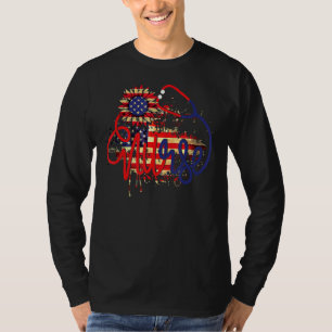 Nurse Sunflower American Flag Independence Day 4th T-Shirt