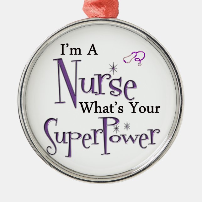 Nurse Superpower Metal Tree Decoration (Front)