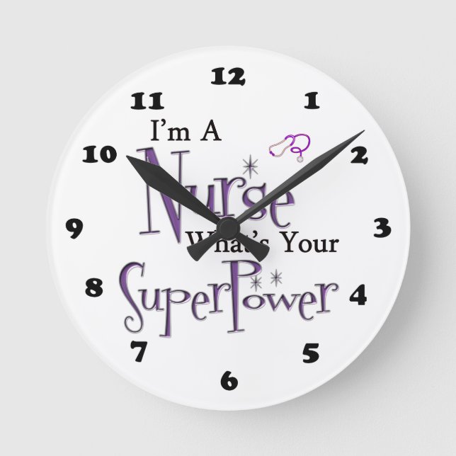 Nurse Superpower Round Clock (Front)