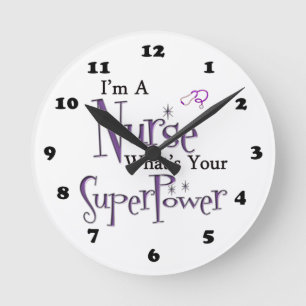 Nurse Superpower Round Clock