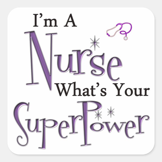 Nurse Superpower Square Sticker (Front)