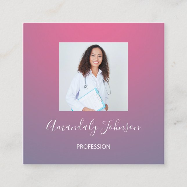 Nurse Surgery Healthcare  Custom Photo Ommbbre Square Business Card (Front)