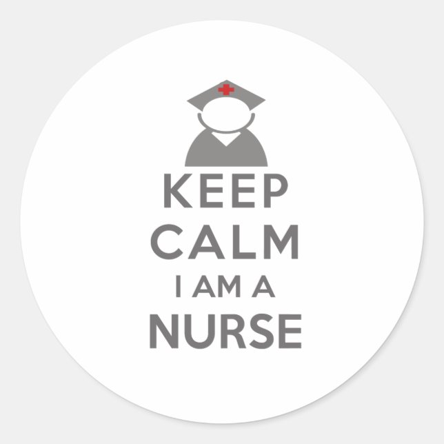 Nurse Symbol Keep Calm I am a Nurse Classic Round Sticker (Front)