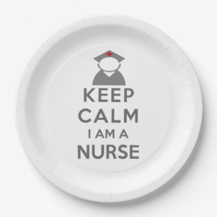 Nurse Symbol Keep Calm I am a Nurse Paper Plate