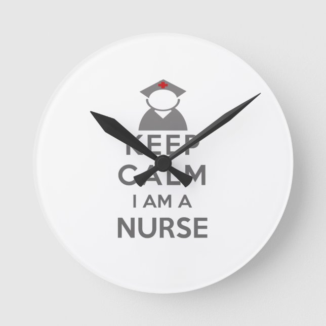 Nurse Symbol Keep Calm I am a Nurse Round Clock (Front)