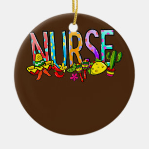 Nurse Taco Cactus Nurse Life RN Mexican Cinco De Ceramic Tree Decoration