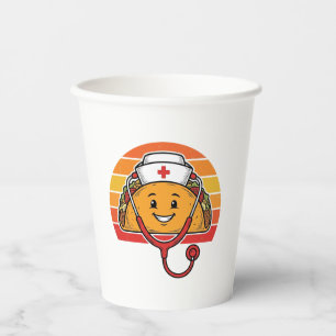 Nurse Taco Retro Vintage Engraving Design_1 Paper Cups