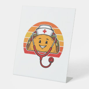 Nurse Taco Retro Vintage Engraving Design_1 Pedestal Sign