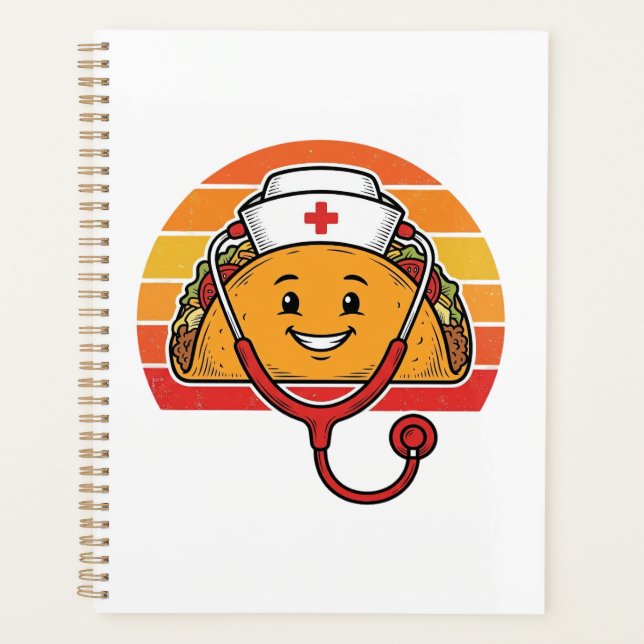 Nurse Taco Retro Vintage Engraving Design_1 Planner (Front)