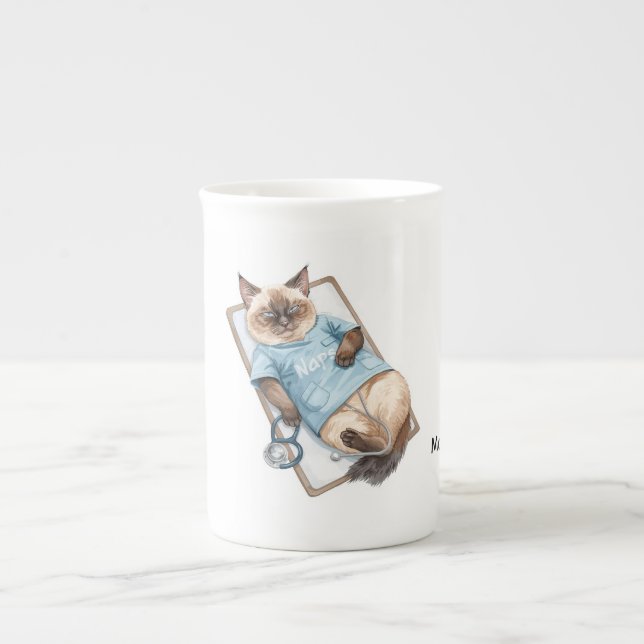 Nurse take a nap for Cat Lovers  Bone China Mug (Front)