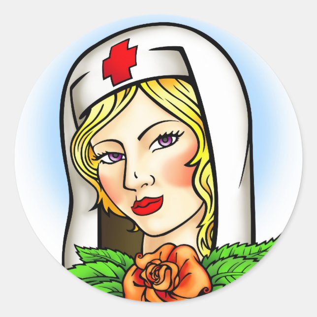 Nurse Tattoo Classic Round Sticker (Front)