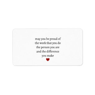 Nurse teacher mother appreciation pround Thank Label