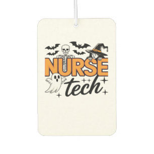 Nurse Tech - Halloween - with skeleton, witch, and Car Air Freshener