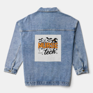 Nurse Tech - Halloween - with skeleton, witch, and Denim Jacket