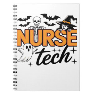 Nurse Tech - Halloween - with skeleton, witch, and Notebook