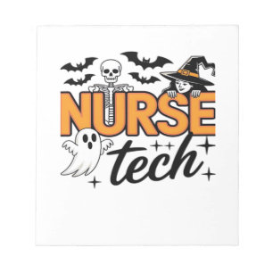 Nurse Tech - Halloween - with skeleton, witch, and Notepad