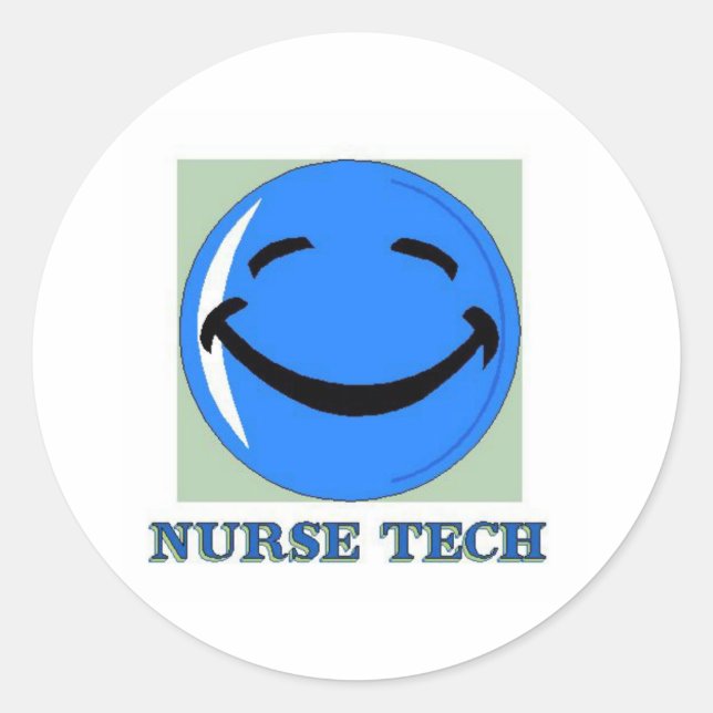 Nurse Tech Happy Face Classic Round Sticker (Front)