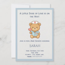 Nurse Teddy Bear Baby Shower Invite