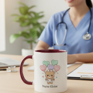 Nurse Teddy Bear – Custom Name Gift for Nurses Coffee Mug