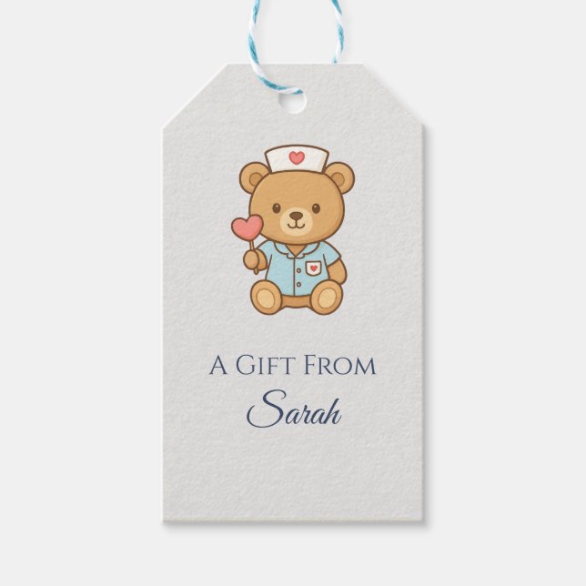 Nurse Teddy Bear Gift Tag (Front)