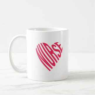 Nurse text in a heart shape coffee mug