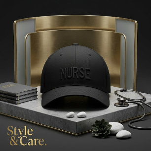 NURSE Text Mark Clean Modern Design Embroidered Hat
