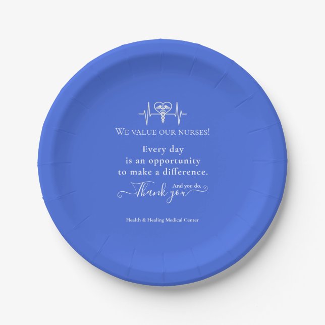 Nurse Thank You Appreciation Week Month Bulk Paper Plate (Front)