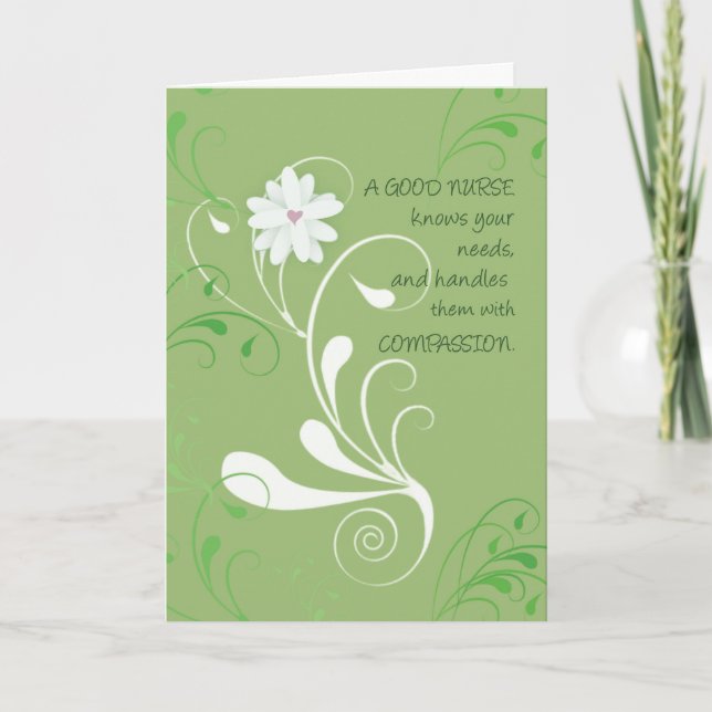 Nurse Thank You, Green Swirls You Card (Front)