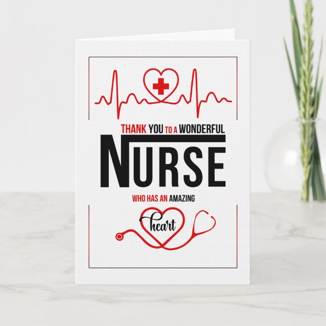 Nurse Thank You in Red White and Black  Card (Front)