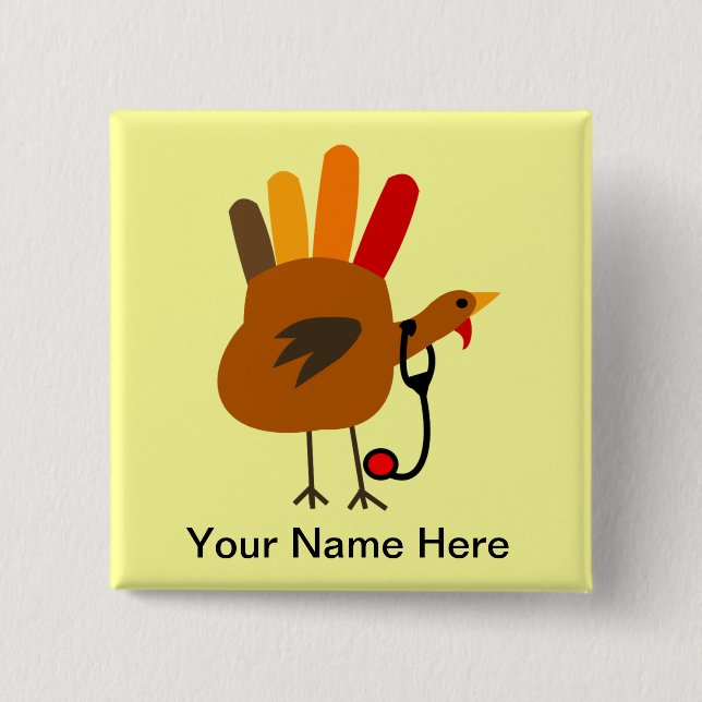 Nurse Thanksgiving Name Badge Hand Turkey (Front)