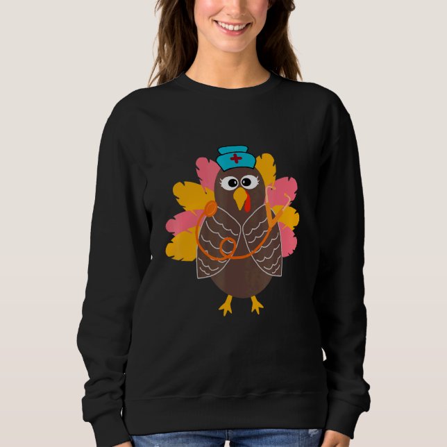 Nurse Thanksgiving Turkey Scrubs Rubber Gloves Top (Front)