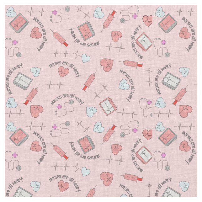 Nurse Theme Pink Fabric (Close Up)