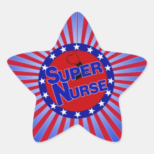 NURSE THUMBS UP SUPER NURSE PATRIOTIC STAR STICKER