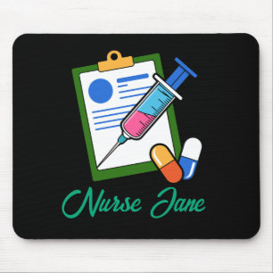 Nurse Tickler Syringe Medicine Personalized Name Mouse Pad