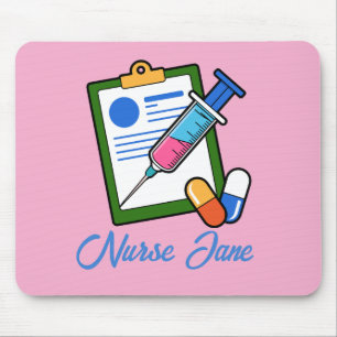 Nurse Tickler Syringe Medicine Personalized Name Mouse Pad