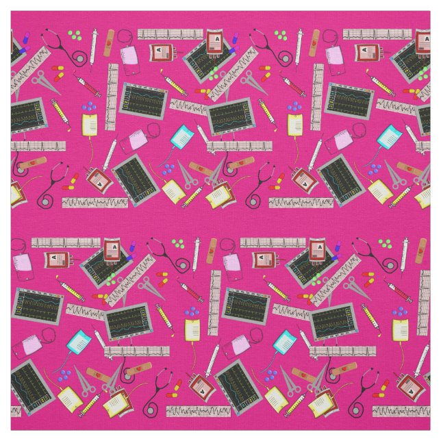 Nurse Tools Fabric Fuschia Pink (Swatch)