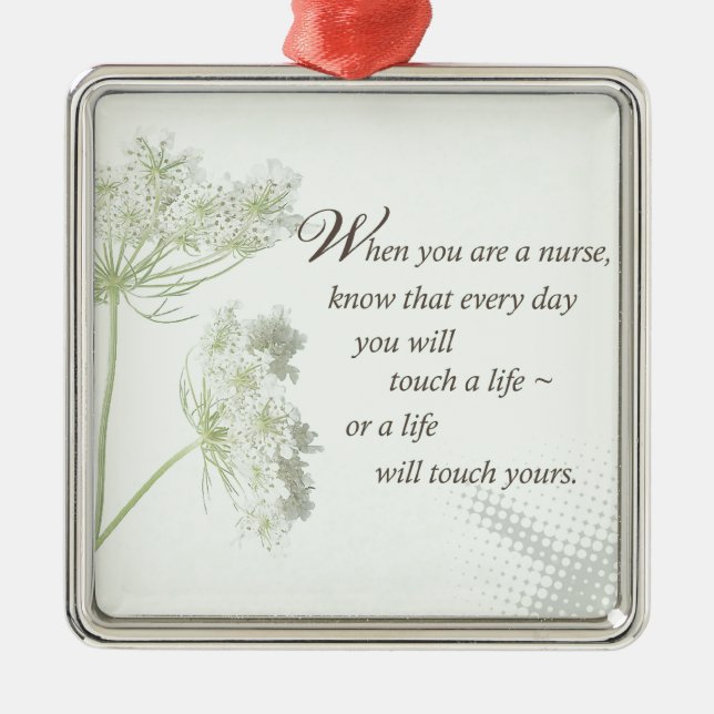 Nurse Touch a Life With Wild Flowers Metal Tree Decoration (Front)